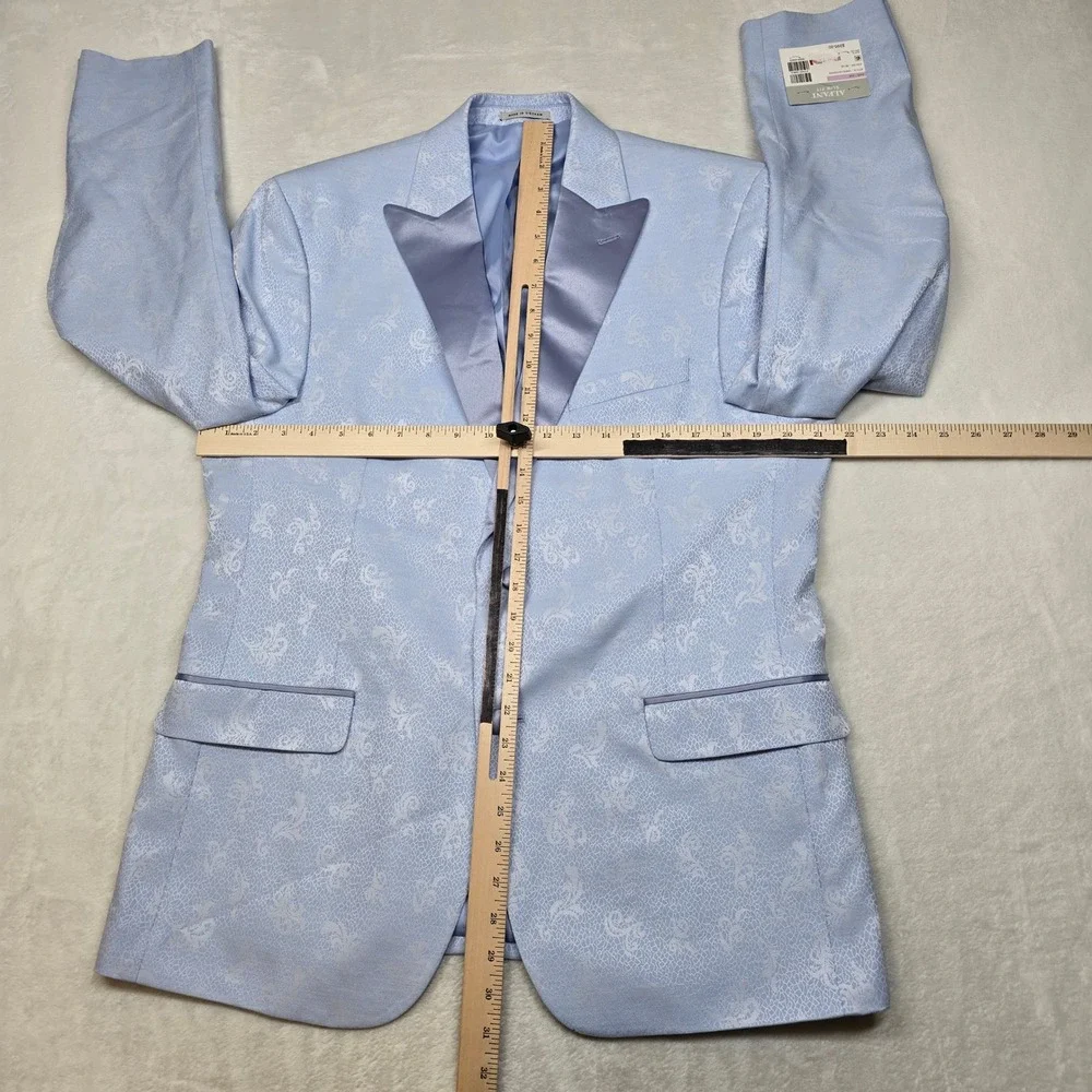 Alfani  Slim Fit Dinner Jacket Mens 42R 42 Blue Floral Shawl Lapel‎ Blazer $295